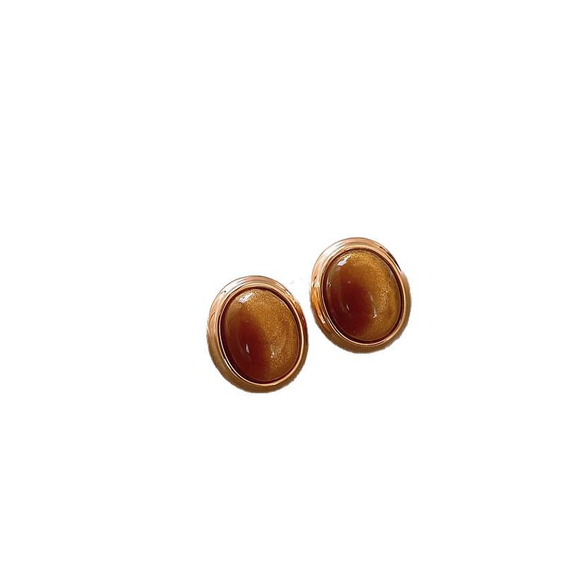 18k Gold-Plated Geometric Resin Earrings - Retro Autumn/Winter Design
