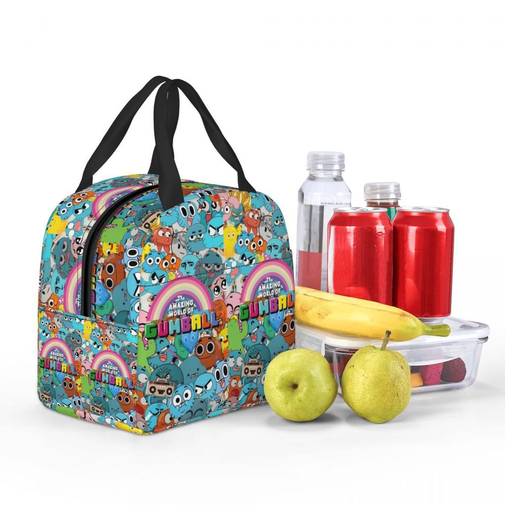 Die erstaunliche Welt von Gumball Isolierte Lunchtasche für Damen Kinder Tragbar Lebensmittelboxen Thermische Lunchbox Tragetasche