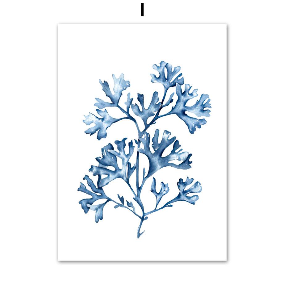 

Темно-синий коралловый ракушка из морских водорослей, морской конек, омар, краб, морская звезда, постер, настенный художественный принт, холст, живопись, Декор, фотографии для гостиной A4 21X30cm No Framed