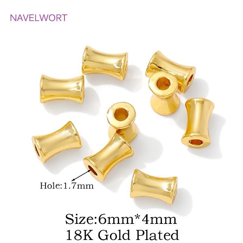 50/100pcs Spacer Beads For Jewelry 18K Gold Plated Brass Tube Beads,Separators For Beads,DIY Bracelets Necklace Making Supplies