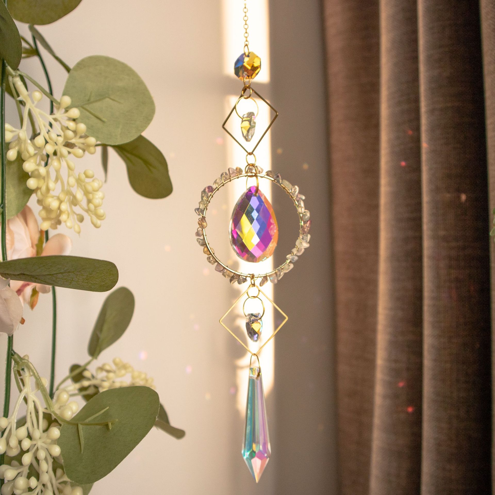 

Круглый гравийный ловец солнца K9 Crystal, украшение для сада на открытом воздухе, ловец солнца, подвесное украшение для дома, рождественский орнамент, подарок