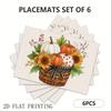 4pcs/6pcs, Autumn Harvest Pattern Linen Placemats, Fall Style Kitchen Tablemats, Table Decoration Mats, Coffee Table Mats