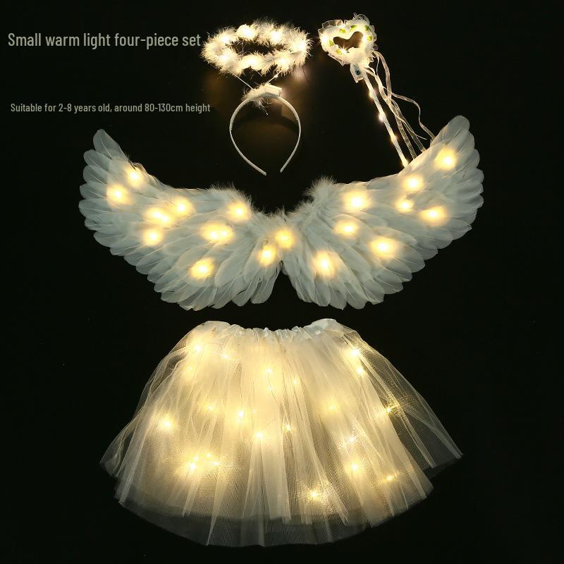 Children's Glowing Angel Feather Wings Costume Prop for Girls & Adults - Fairy, Elf, Cosplay & Photoshoots