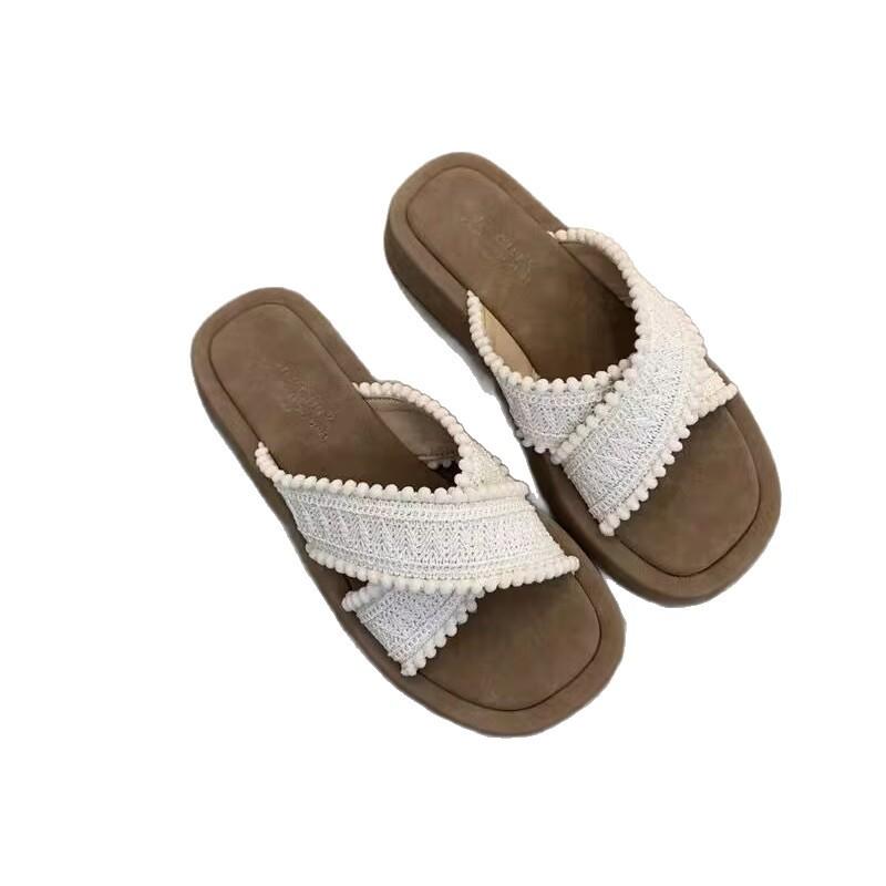 Dámské letní nové špičkové sukně s vysokou tlustou podrážkou, protiskluzové, prodyšné plážové chladivé pantofle