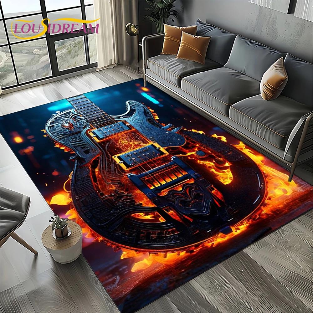 27 Style New Skull Electric Guitar Classical Guitar Carpet Rug for Living Room Bedroom Home Sofa,kid Area Rug Non-slip Floor Mat