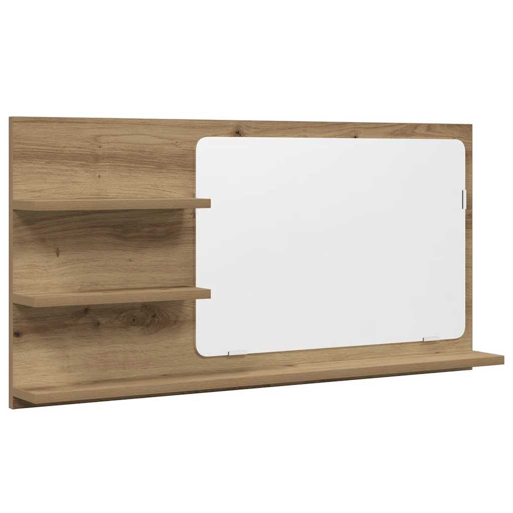 Bathroom Mirror with Shelves Artisan Oak Finish 90 x 11 x 45 cm Engineered Wood