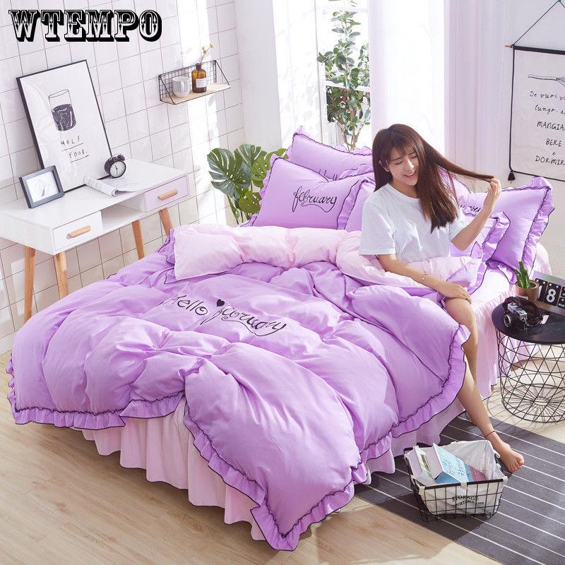 Buy Cute Lace Duvet Cover Set Pillow Case Zipper Bedding Cover Home