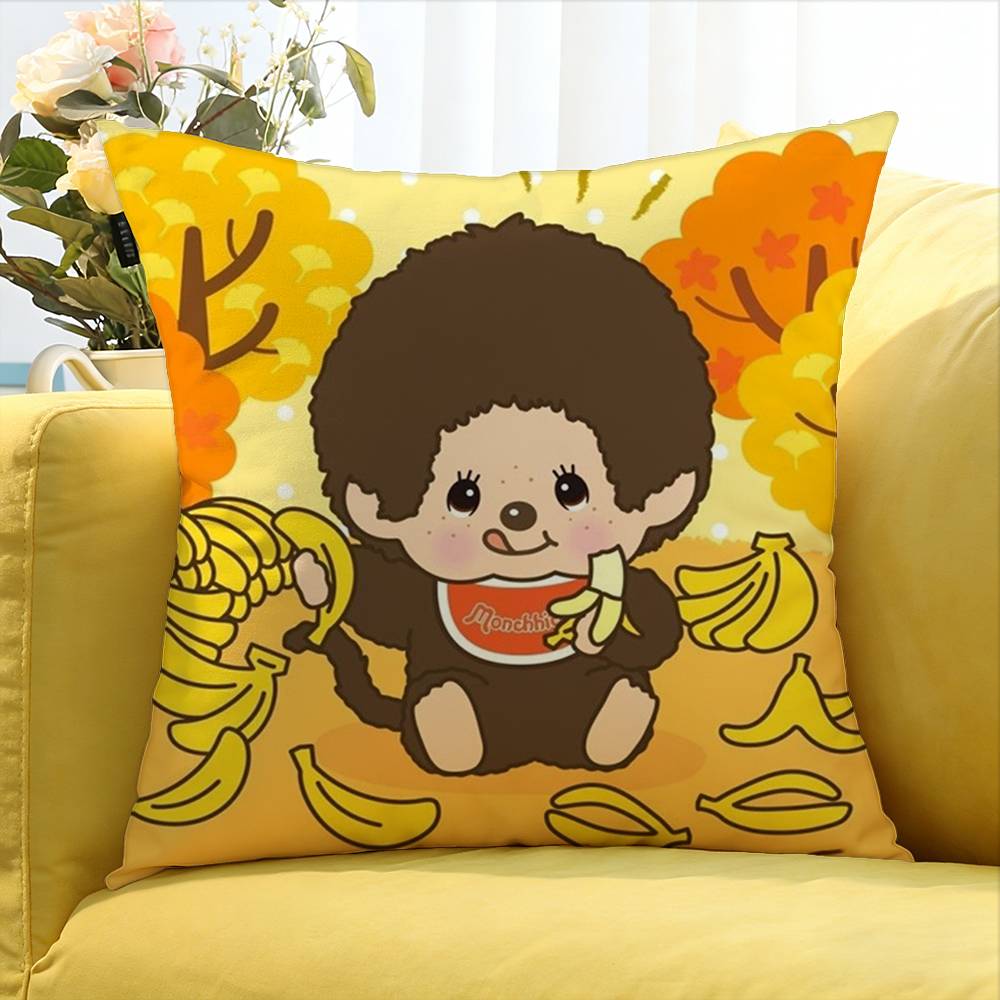 Cute M-Monchhichi Various Sizes Square Pillow Case For Car Home Bedchamber Decor