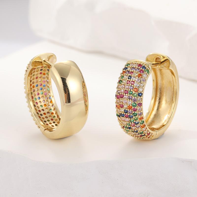 Luxurious Sparking Wide-faced Inlaid Synthetic Zirconia Hoop Earrings Women Exquisite Party Banquet Jewelry Accessories