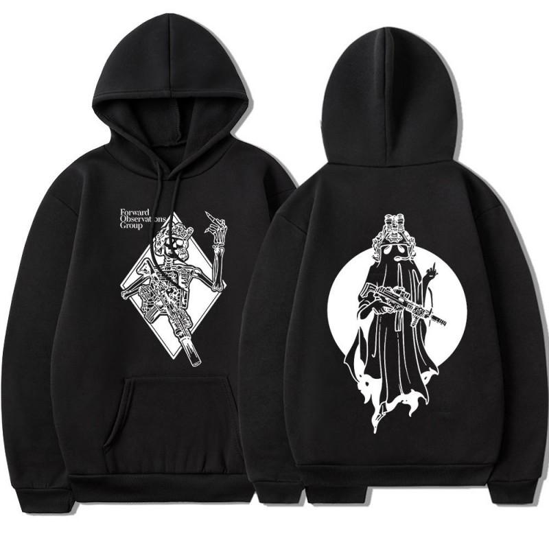 Punk Skeleton Graphic Hoodie Men Streetwear Casual Long Sleeve Pullover Hooded Sweatshirt