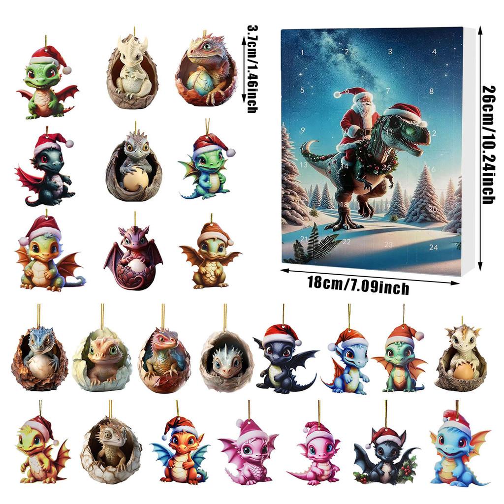 Weihnachts-Countdown Blind Box Mini Acryl Drachenbaby Anhänger Geschenk für Feiertagspartys