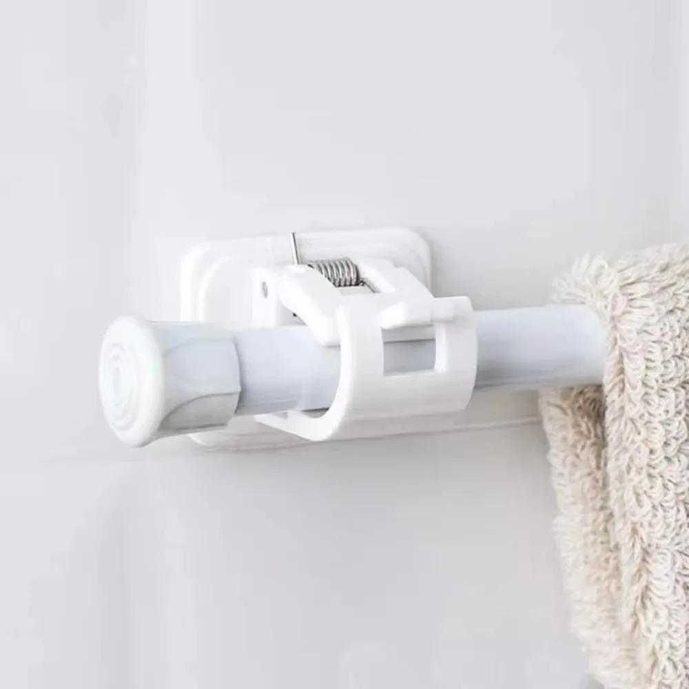 Punch-free Curtain Rod Clip Hook Shower Curtain Rod Hanging Holder Household Fixed Clip Hanging Hook Holder Self Adhesive Hooks