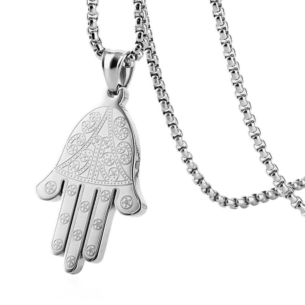 European and American High-end Jewelry Titanium Steel Necklace Men and Women New Color Palm
