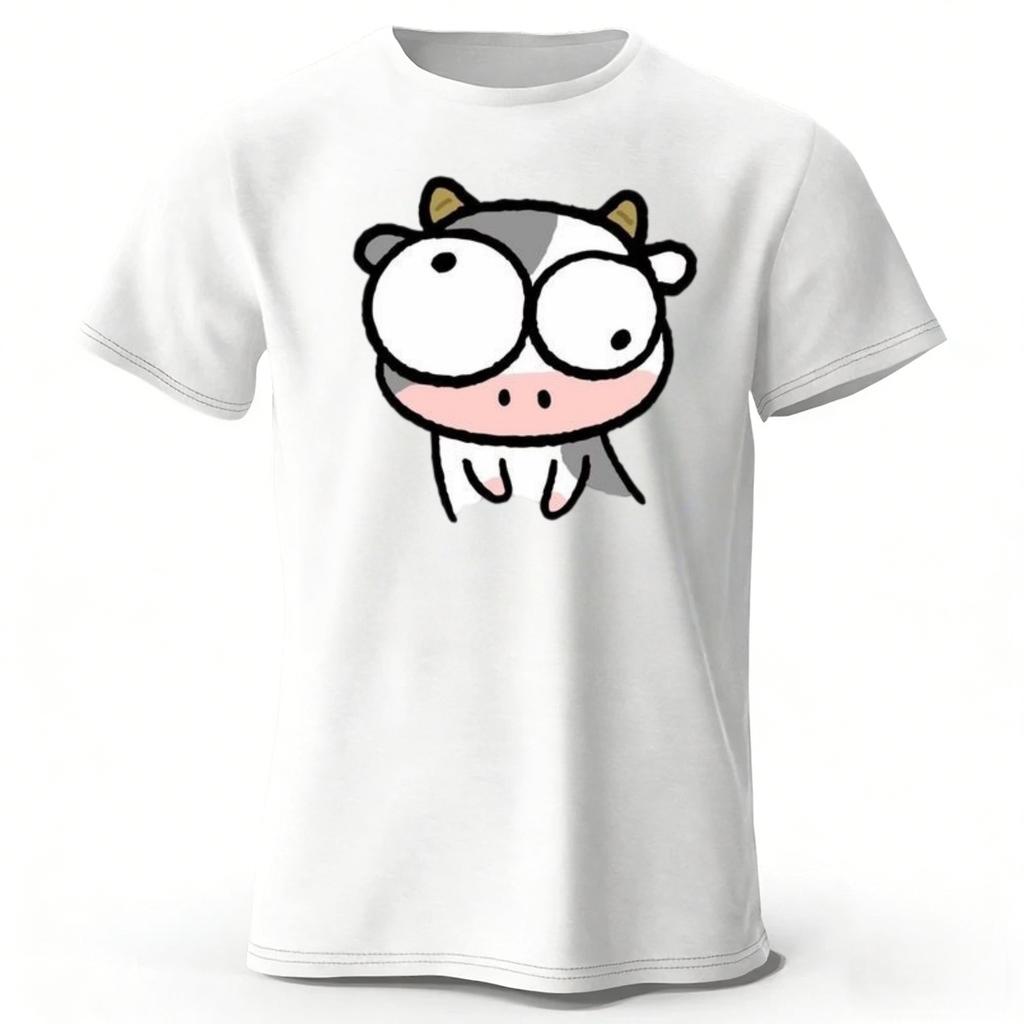Looking At The Silly Cow It's Funny and Creative Cotton Short Sleeved Men Casual Sports T-shirt