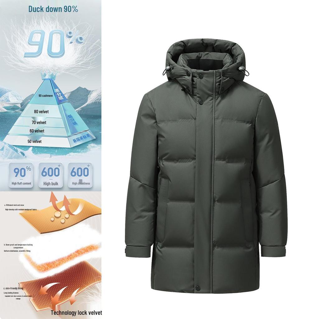 Herren Winter Daunenjacke im Huang Xiaoming Stil - 2025 Warme mittellange Oberbekleidung