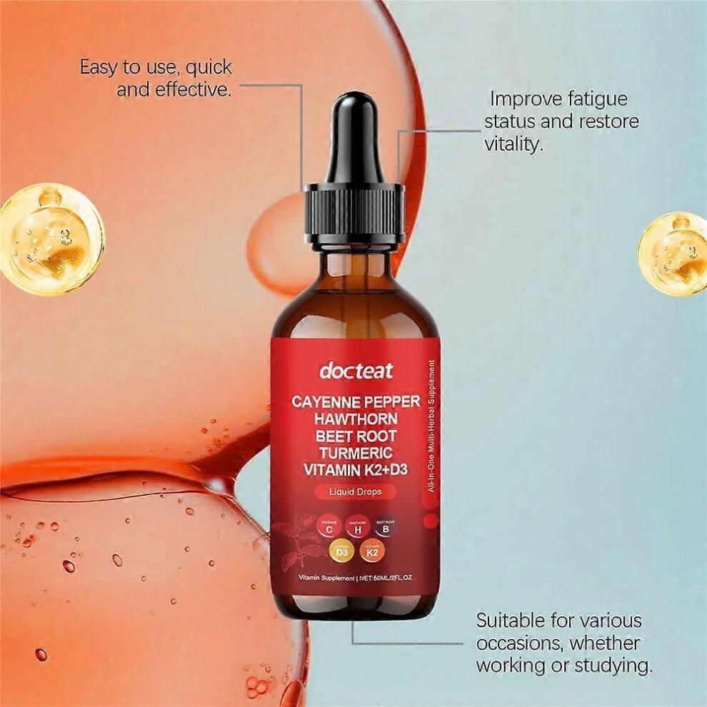 1-5x Gocce di Peperoncino di Caienna, con Biancospino e Barbabietola, Liquido Portatile per la Cura del Corpo 60ML