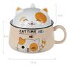 Ceramic Cute Cartoon Instant Noodle Bowl with Lid and Handle Creative Large Capacity Office Fruit Bowl Tableware