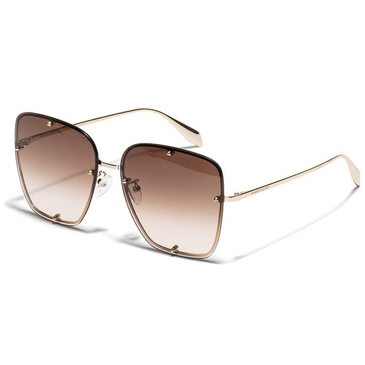 

Alexander McQueen Studded Square Gradient Brown Punk Culture Sunglasses Women sunglasses AM0364S-002-63 AM0364S-002-63