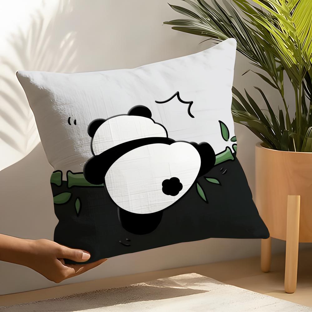 Cute Lovely Cartoon Panda Pillow Case Linen Cushion Covers For Decorative Sofa Home Pillows Case Car Chair Pillows Cases