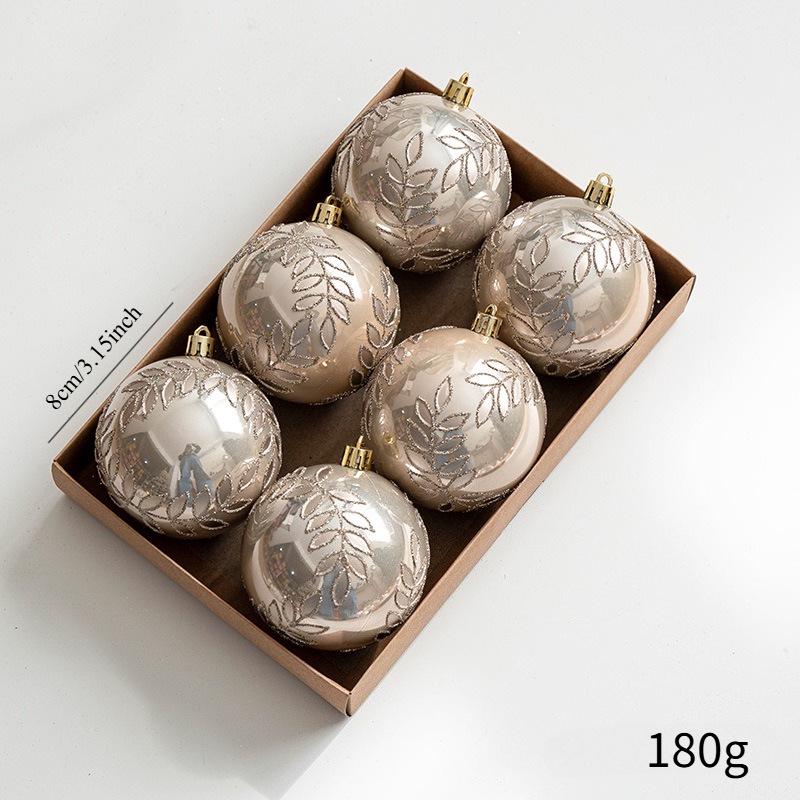 8CM Christmas Ball Ornament Pendant - Willow Leaf Design in Three Colors, Boxed for Hanging on Tree
