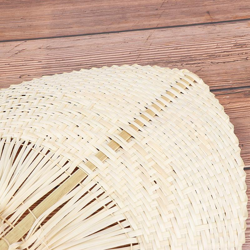 Chinese Style Handmade Palm Leaf Woven Hand Heart Shaped Mosquito Repellent Fans