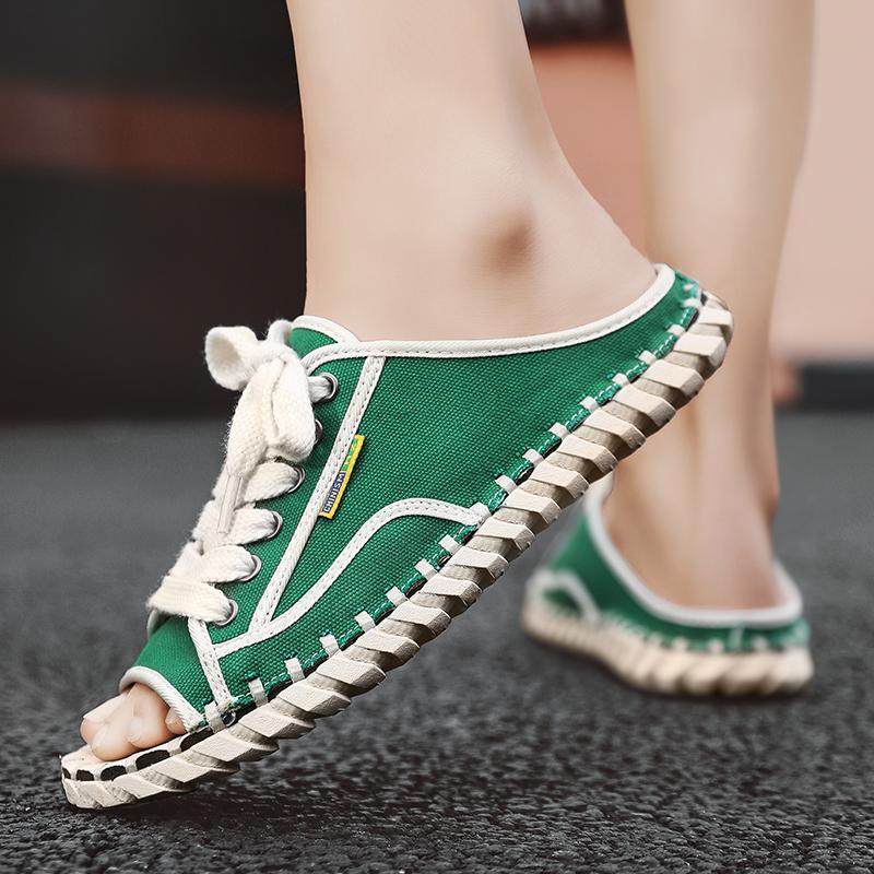 Fashion Handmade stitched denim casual sandals Trendy style design Street walking Daily breathable slippers high-quality summer