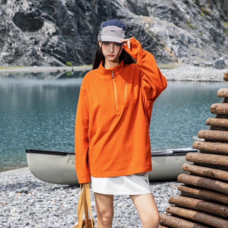 2025 Autumn Urban Sports Japanese Trendy Half-Zip Hoodie Long-Sleeve T-shirt Medium