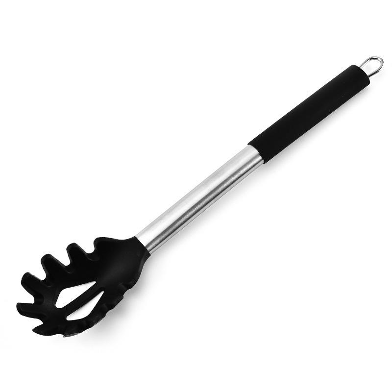 

Силиконовый набор кухонной утвари из 7 предметов с ручками для подвешивания, комбинация бытовых кулинарных ложек, новый силиконовый набор кухонной утвари Spaghetti Claw [Black]