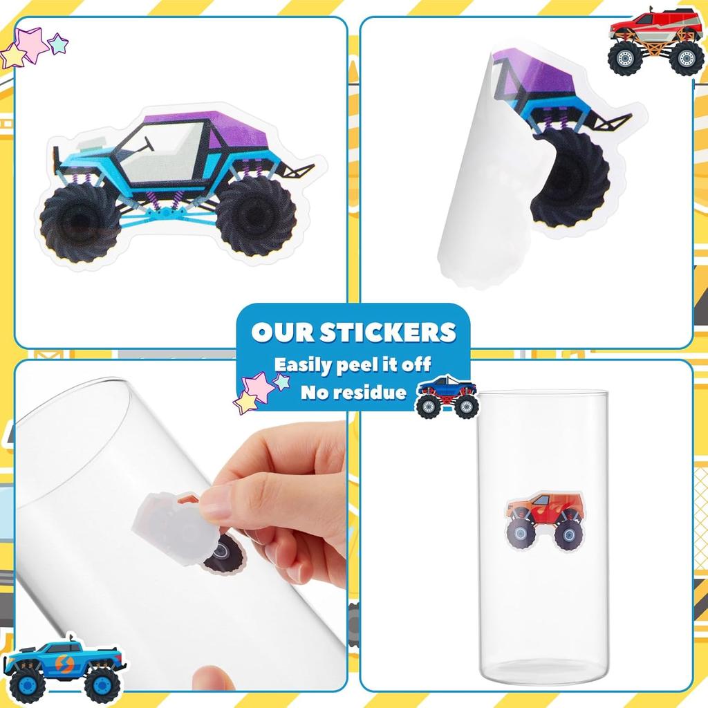 100-500pcs Cartoon Off-road Vehicle Stickers Birthday Party Gift Wrapping Label Scrapbook Reward Stationery Stickers