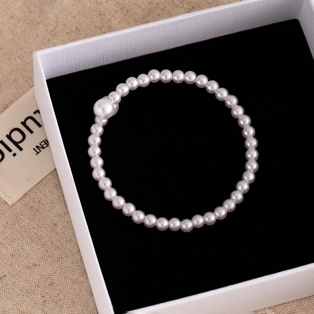 Korean Simple Versatile Beaded Pearl Bracelet for Women - Adjustable Baroque Style