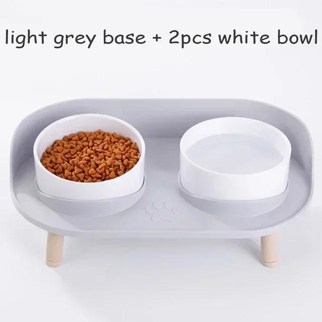 Elevated Dual Bowl Pet Feeder - Adjustable Height Cat & Dog Dish with Water Bowl for Comfortable Feeding & Hydration