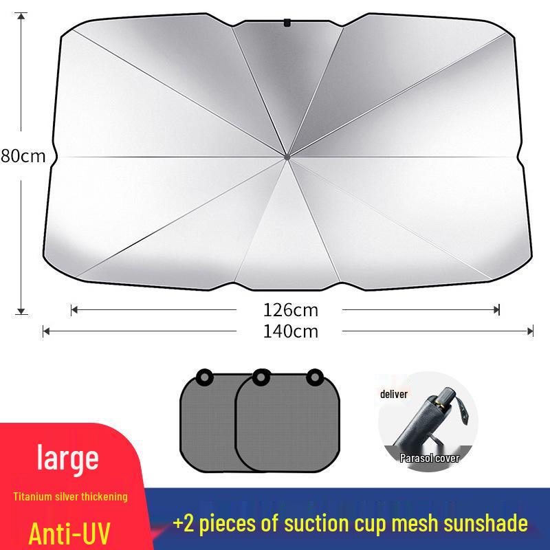 Umbrella-Style Car Windshield Sunshade - Heat Insulation & Light-Blocking