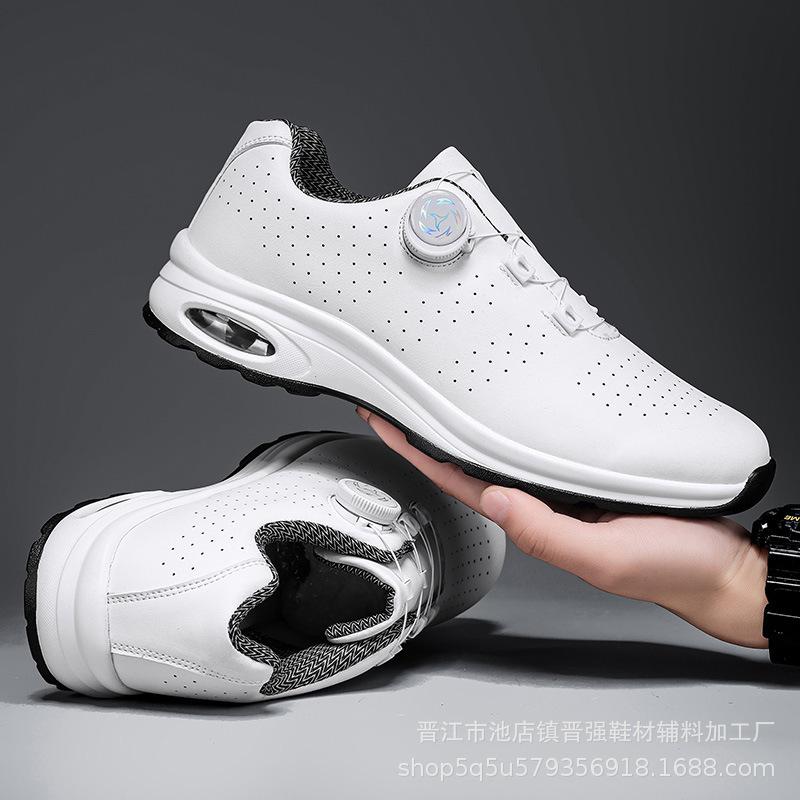 Summer Breathable Air-cushion Men's Sport Running Shoes Cycling Driving Shoes Rotating-button Anti-slip Flat Sneakers Golf Shoes