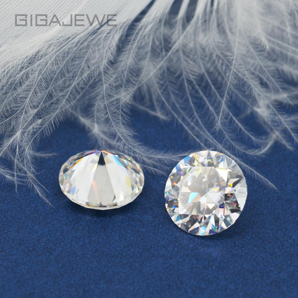 GIGAJEWE GRA Zertifizierter Weißer D-Farbe VVS1 Loser Moissanit Stein Runder Brillantschliff Synthetische Edelsteine 0,8 ct - 30 ct für Schmuckherstellung