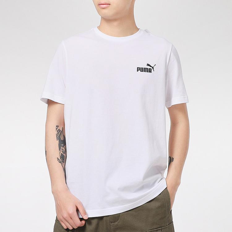Puma Casual Sports Logo Crew Neck T-Shirt Men Tops White 845925-02