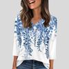 Women's T Shirt Tee Button  3/4 Sleeve Tunic Daily Weekend Fashion Basic V- Neck Regular Top