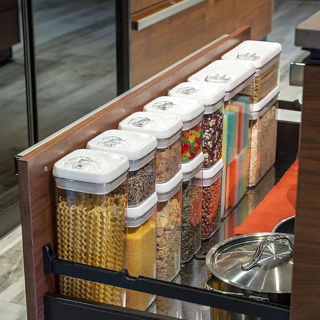 Felli Flip Tight Airtight Storage Container Regular Set of 10cm Wide Slim BPA Dishwasher Food Pantry Kitchen Storage Set, L, 3, Approx. Type, 1.2L,