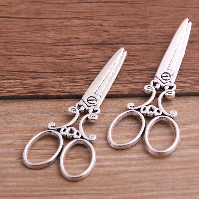 DIY Alloy Jewelry Accessory: Large Scissors Pendant, 60x24mm, 2 Colors