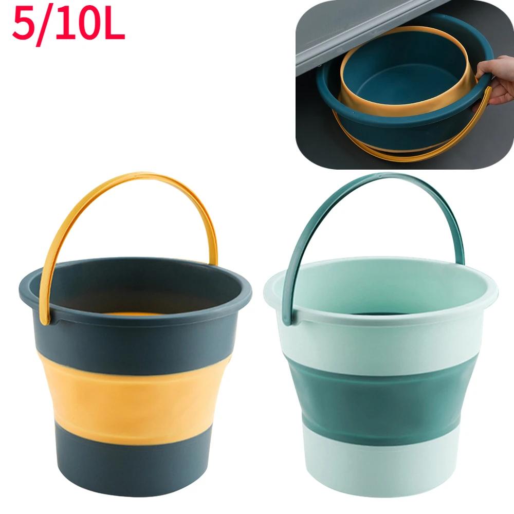 5/10L Silicone Bucket for Fishing Folding Bucket Car Wash Outdoor Fishing Supplies Square Bathroom Kitchen Camp Bucket
