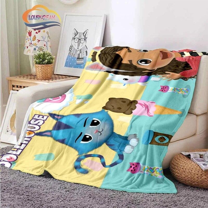 Cartoon Gabby's Dollhouse Cute Cashmere Blanket Children and Girls Warm Portable Plush Cozy Throw Blanket Bed Sofa Blanket