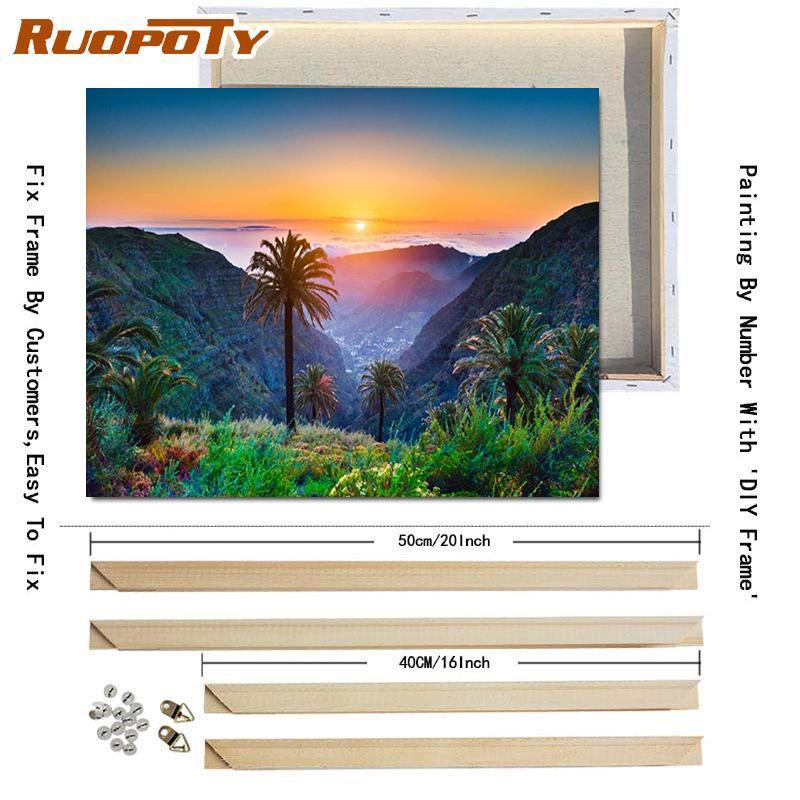 ABEUTY Malen Nach Zahlen „Sonnenaufgang Bücher Berg Meer“ – DIY Ölgemälde Auf Leinwand 40x50 Cm