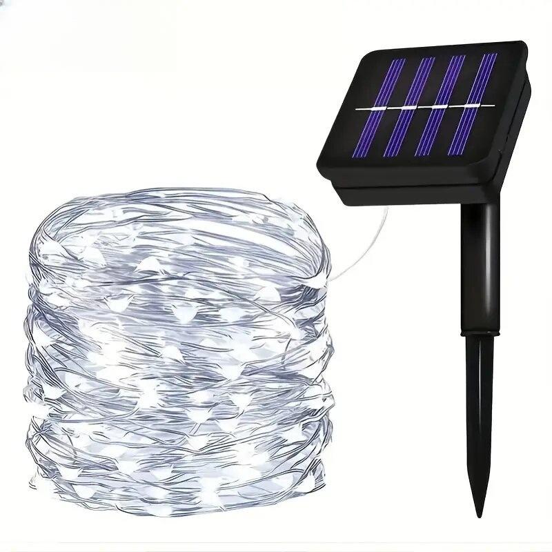 1PC Solar-Powered LED String Lights Outdoor Copper Wire Fairy Lights,Decoration Lights For Wedding,Holiday,Festive,Garden,Yard