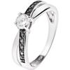 Solitaire Ring - LOVA LOLA VAN DER KEEN - Solid 925 Sterling Silver - Black and White Cubic Zirconia - 4.5 Mm