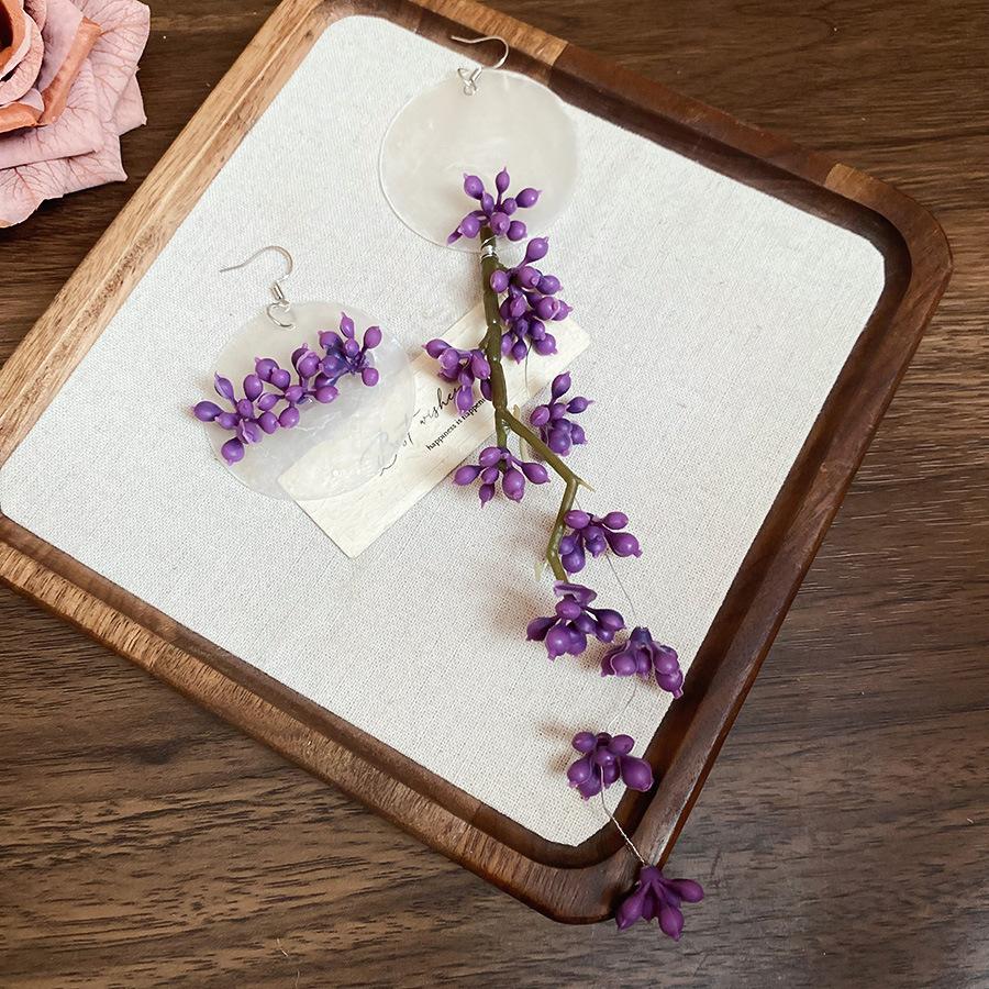 Seaside vacation style flower shell fringed long earrings stud earrings women's earrings design sense