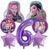 Kpop Demon Hunters Birthday Balloons Set Number Balloon Suit Foil Ballon Cartoon Party Supplies Decor Baby Shower Gift Round Sensory Compression