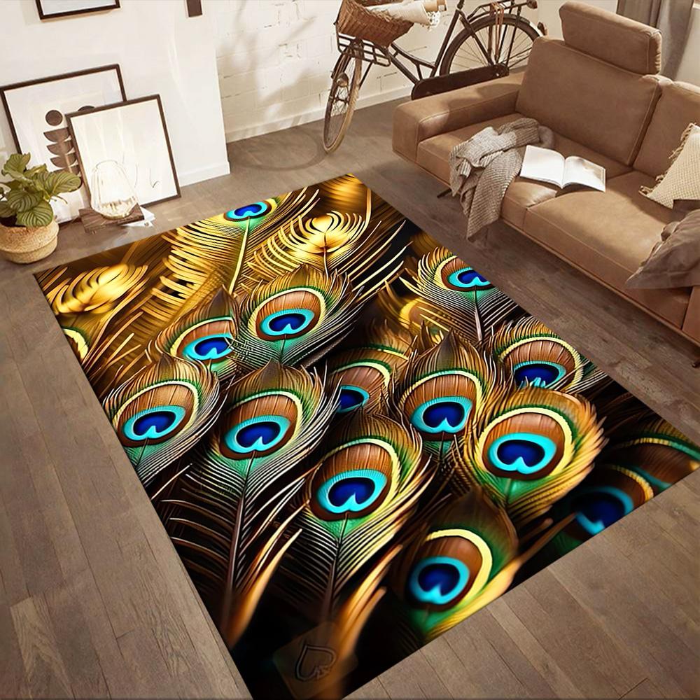 Elegant Peacock Fantasy Art Floor Mats for Living Room, Bedroom and Room Decoration Are Suitable for Gifts.