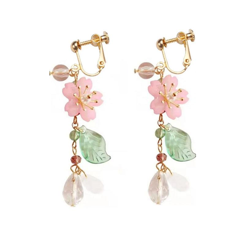 Cute Cat Bunny Butterfly Asymmetric Ear Clips No Piercing Pink Sakura Sweet Kawaii Ear Jewelry For Women