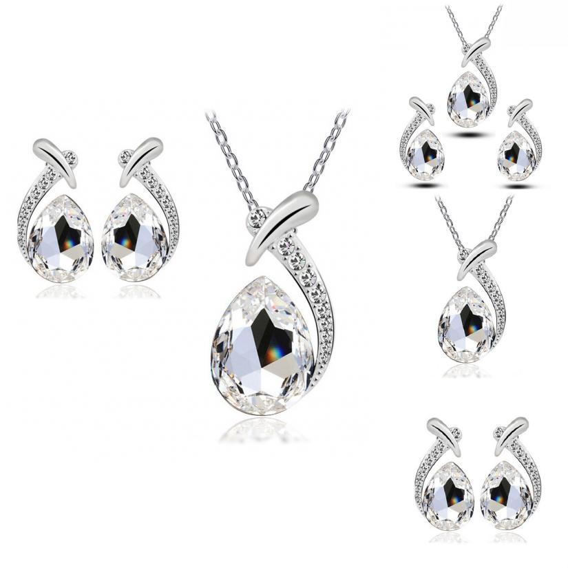 Austrian Crystal Jewelry Sets With Elegant Peacocks Drop Earrings And Necklace Featuring White Alloy Materials