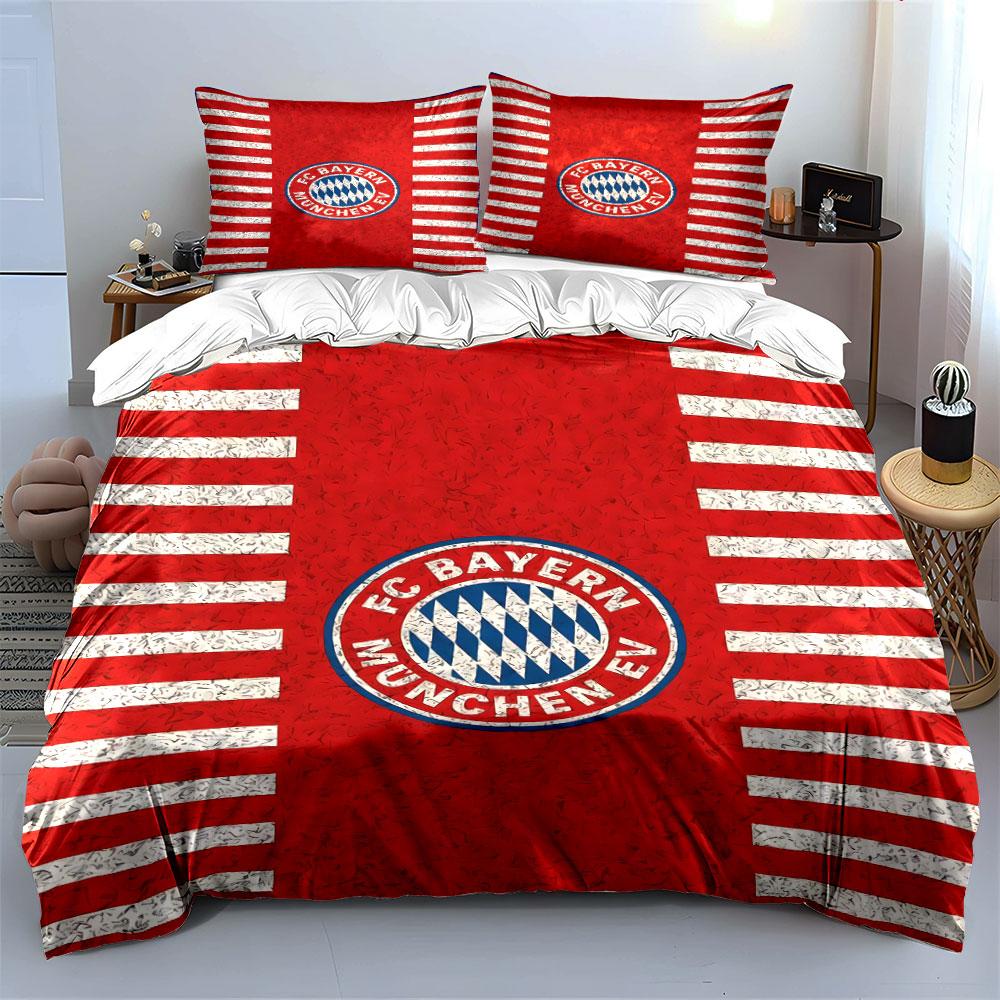 Červené povlečení Bayern Mnichov Sada povlečení Povlak na přikrývku Sada povlaků na přikrývku Povlaky na polštáře  (1 * Povlak na peřinu 2 * Povlaky na polštář, bez náplně do peřiny)