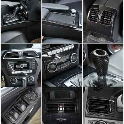 Autocollants de Garniture de Décoration Intérieure de Voiture en Fibre de Carbone Pour Mercedes benz Classe C W204 C180 C200 2007-2013 Accessoires
